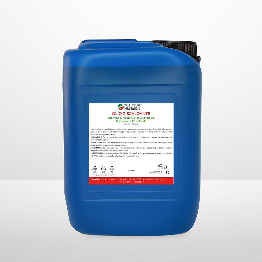 olio pre-gara riscaldante in tanica