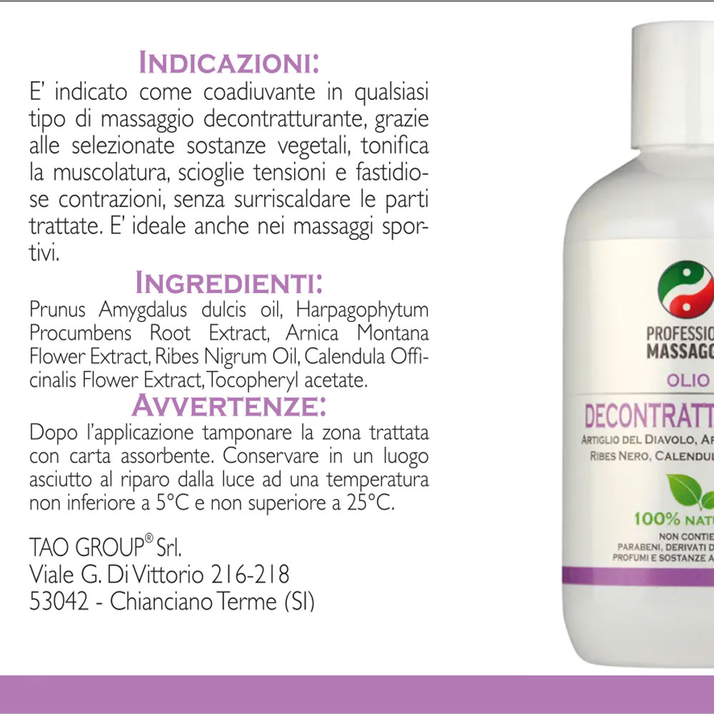 olio decontratturante in tanica - Professione Massaggio