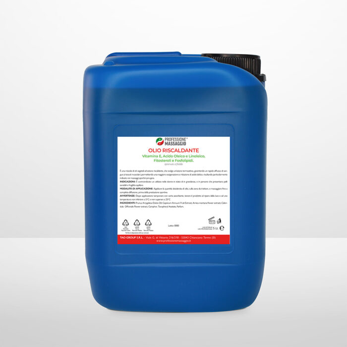 olio pre-gara riscaldante in tanica